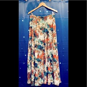 Full circle maxi skirt, water color print.